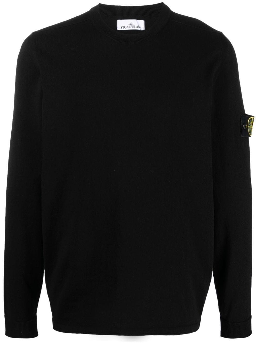 Stone Island Stone Island Compass motif ribbed cuffs Cotton crewneck sweater Stone Island