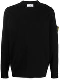 Stone Island Stone Island Compass motif ribbed cuffs Cotton crewneck sweater Stone Island