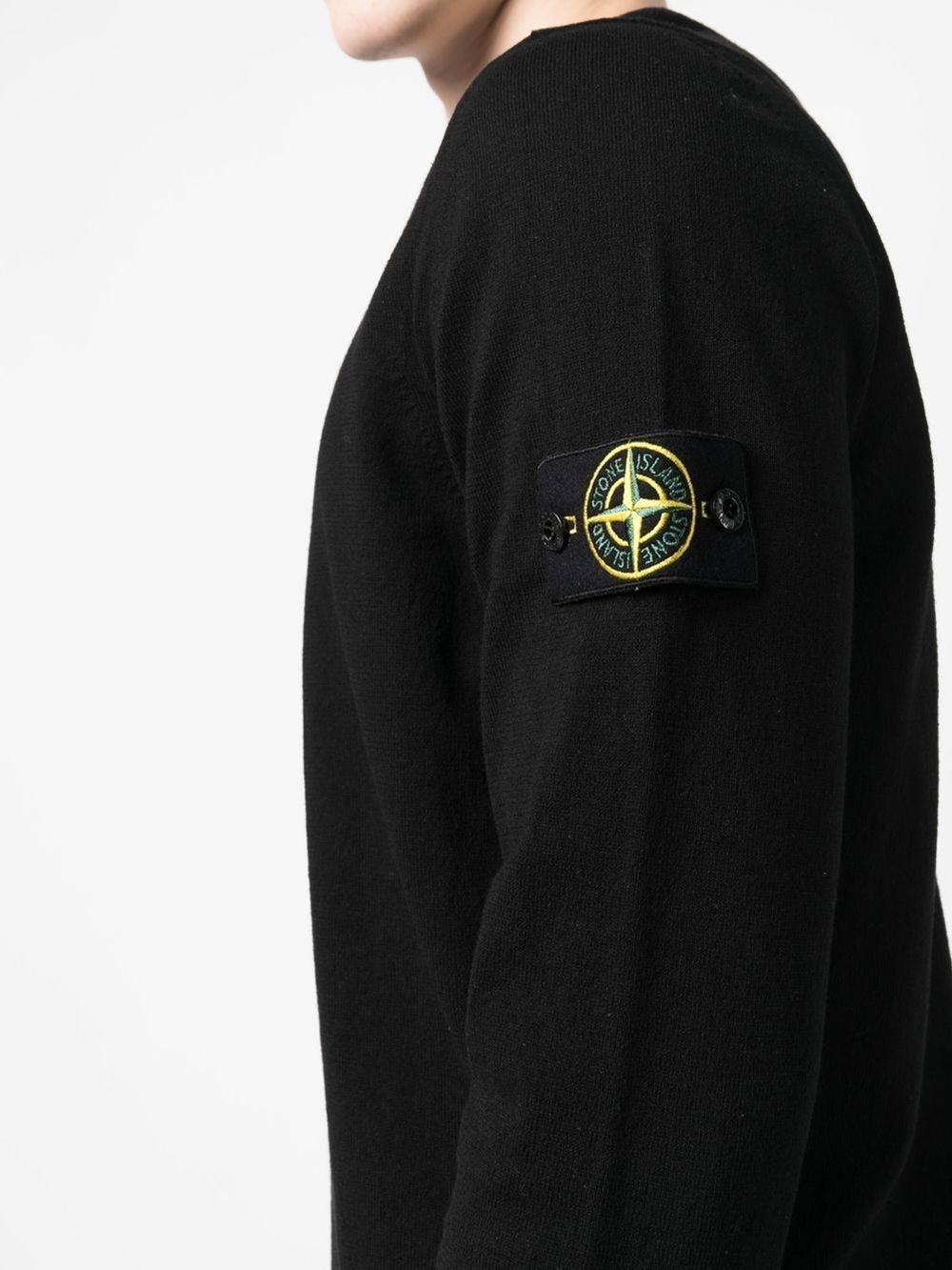 Stone Island Stone Island Compass motif ribbed cuffs Cotton crewneck sweater Stone Island