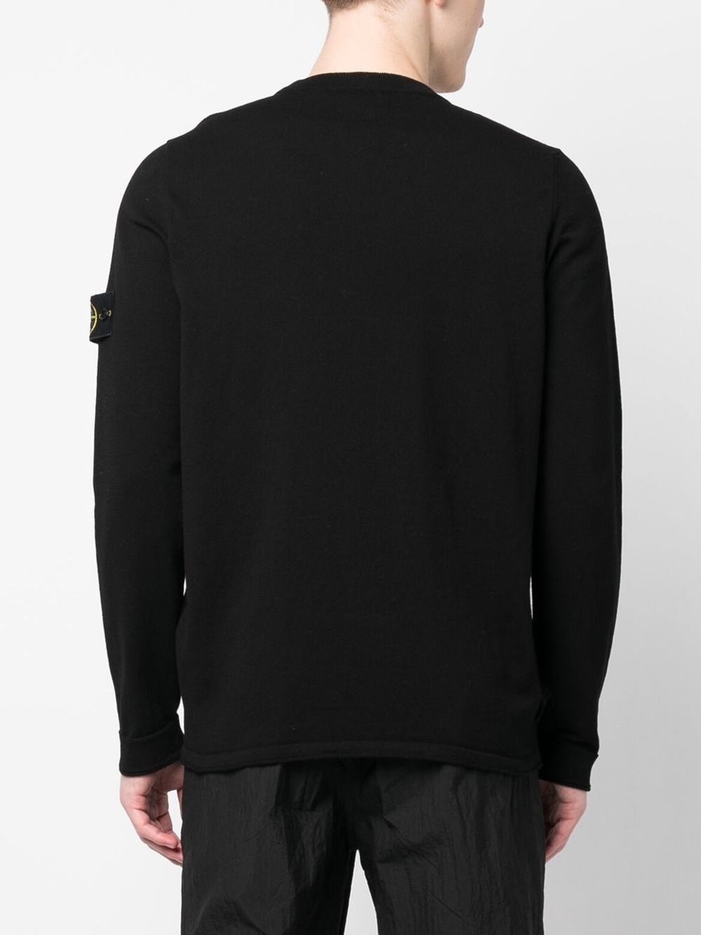Stone Island Stone Island Compass motif ribbed cuffs Cotton crewneck sweater Stone Island