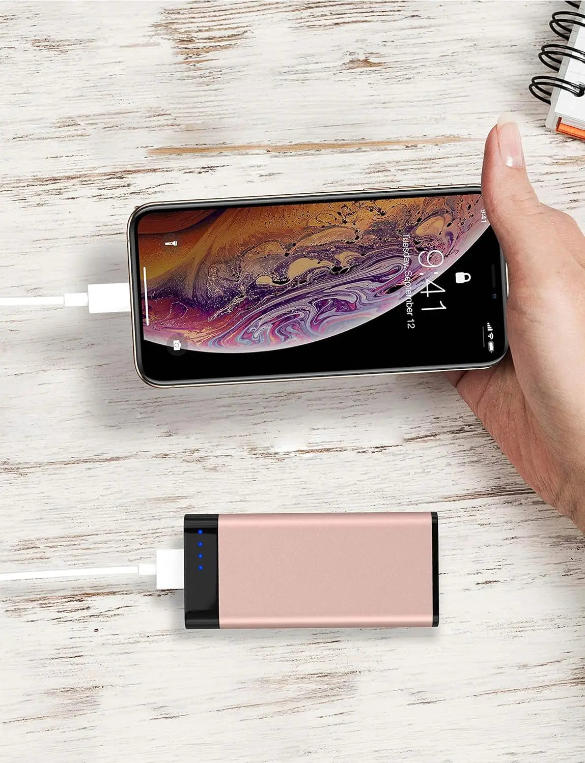 TALK WORKS Portable Charger - Fast Charging Power Bank Compatible with Iphone 13/Pro/Pro Max, 14/Plus/Pro/Pro Max, 12, 11, XR, XS, X, 8, 7, 6, SE, Ipad, Android -External Cell Phone Backup (Rose Gold)
