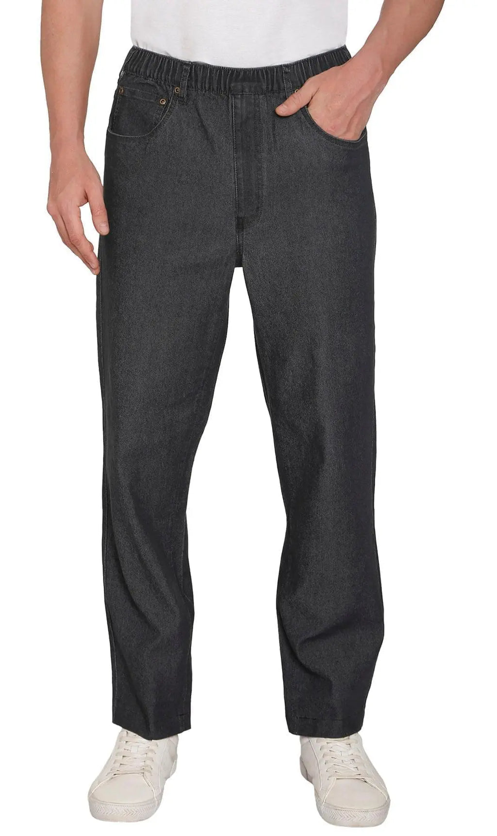 Men's Lightweight Pull-On Denim Pants – Easy Fit Elastic Waist TURTLE BAY APPAREL