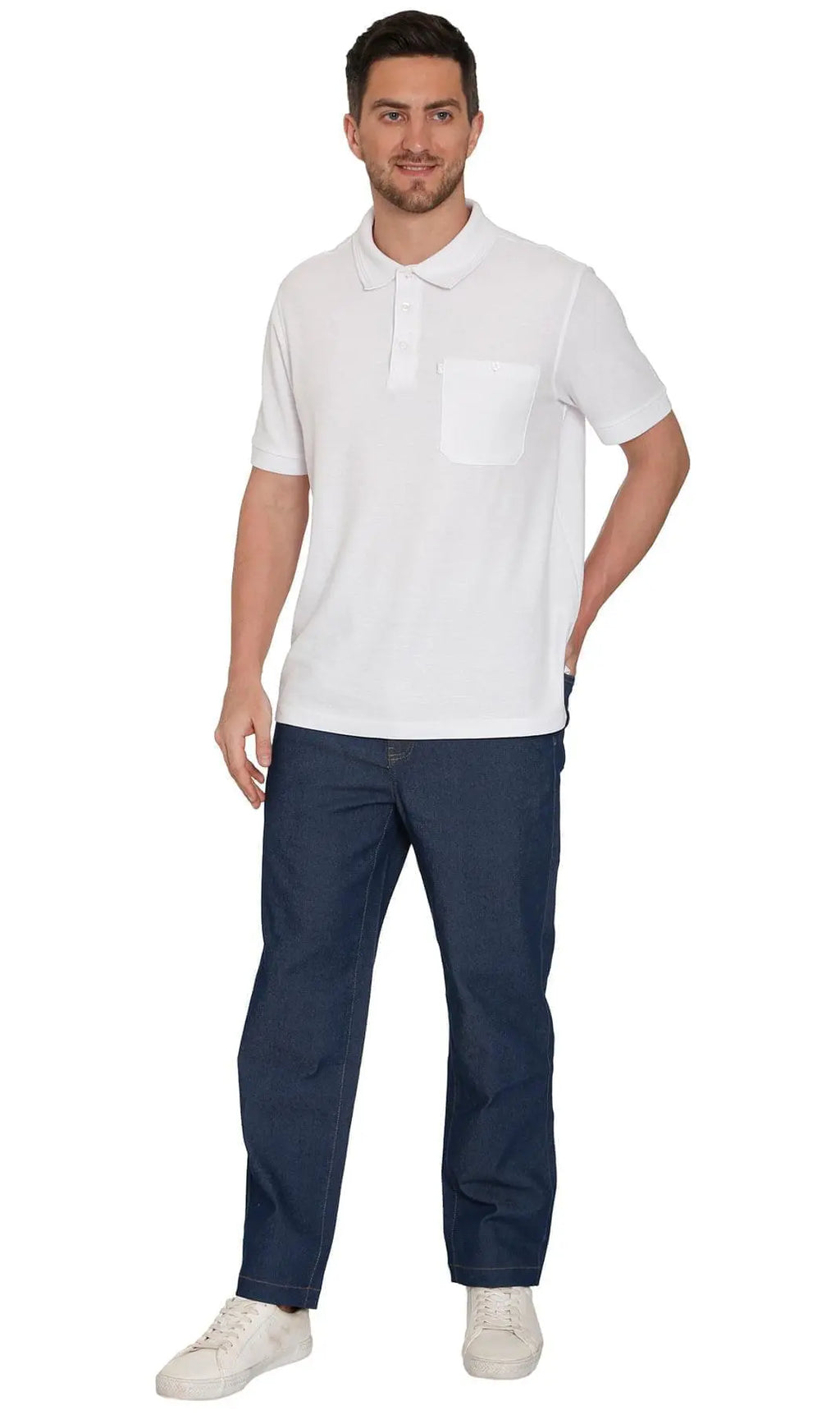 Men's Lightweight Pull-On Denim Pants – Easy Fit Elastic Waist TURTLE BAY APPAREL