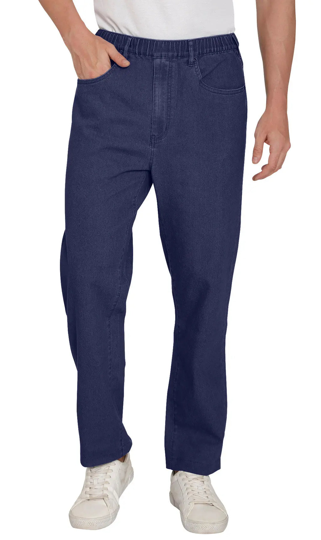 Men's Lightweight Pull-On Denim Pants – Easy Fit Elastic Waist TURTLE BAY APPAREL