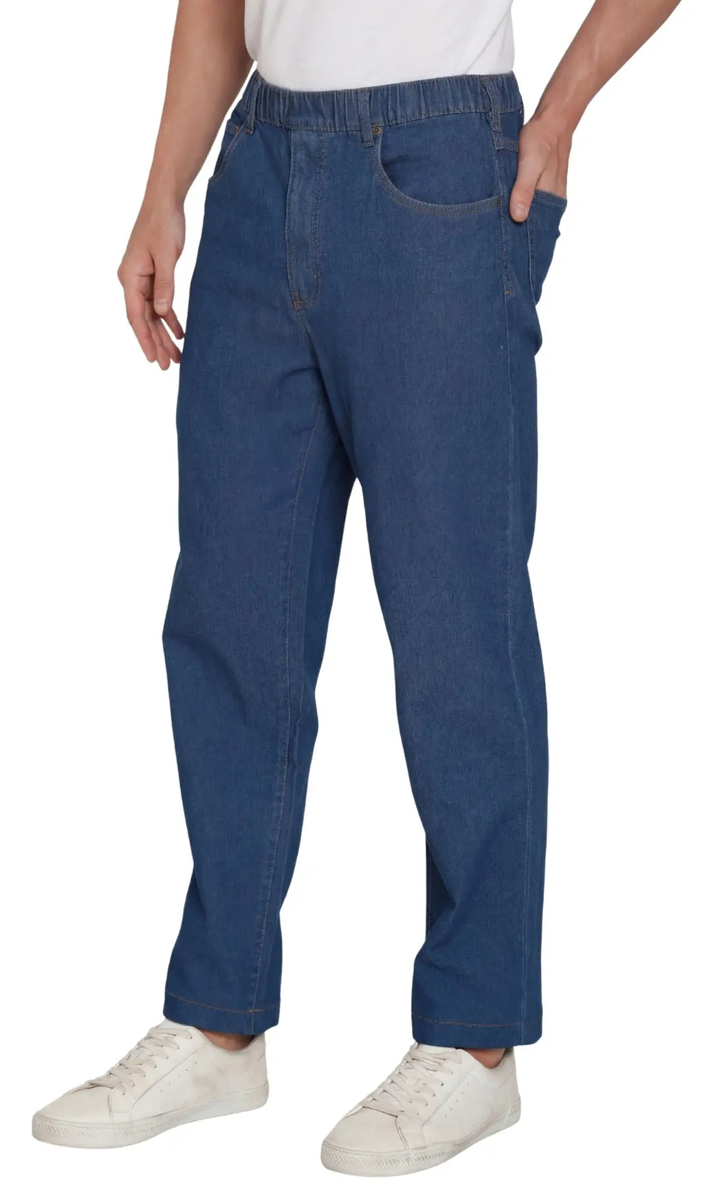 Men's Lightweight Pull-On Denim Pants – Easy Fit Elastic Waist TURTLE BAY APPAREL