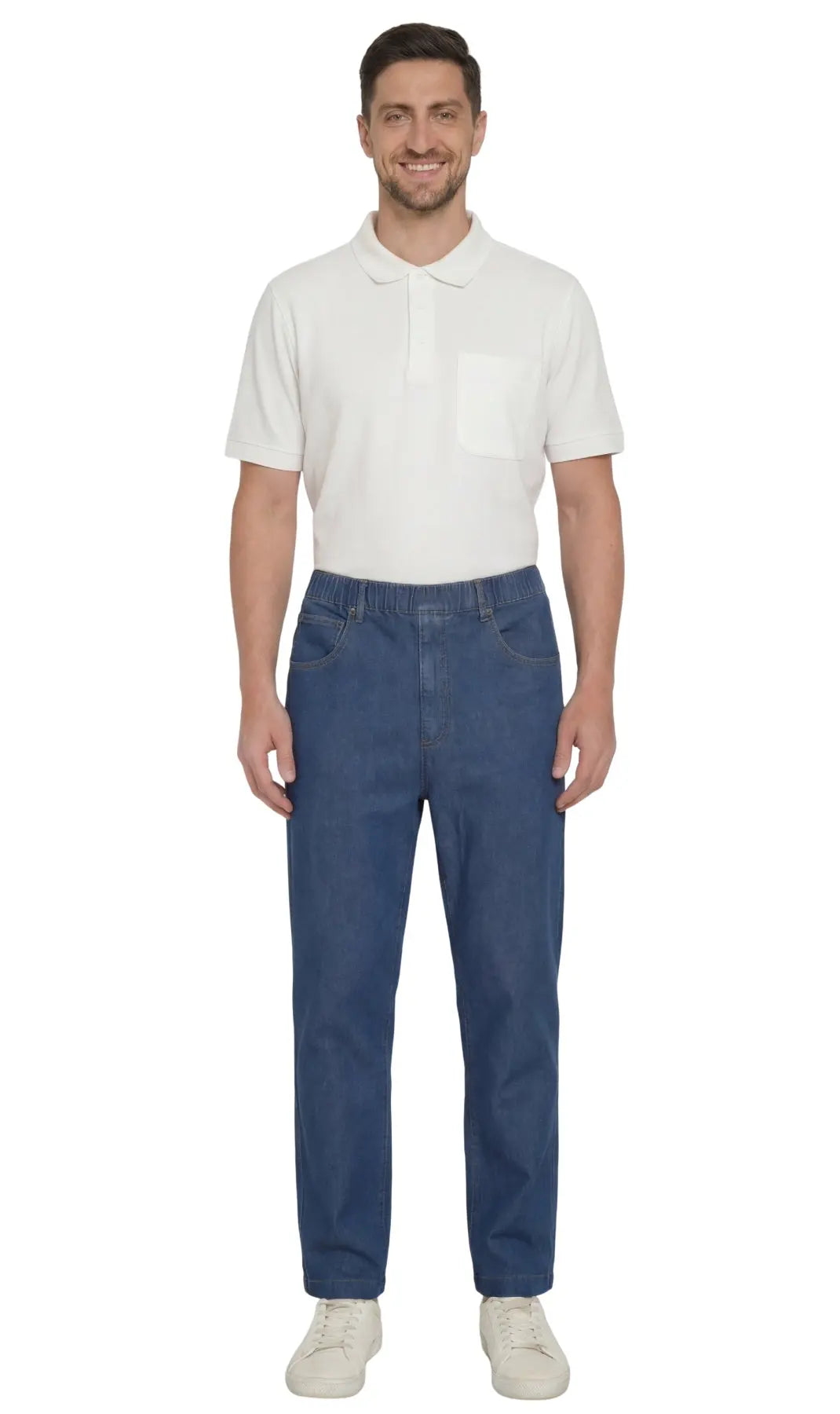 Men's Lightweight Pull-On Denim Pants – Easy Fit Elastic Waist TURTLE BAY APPAREL