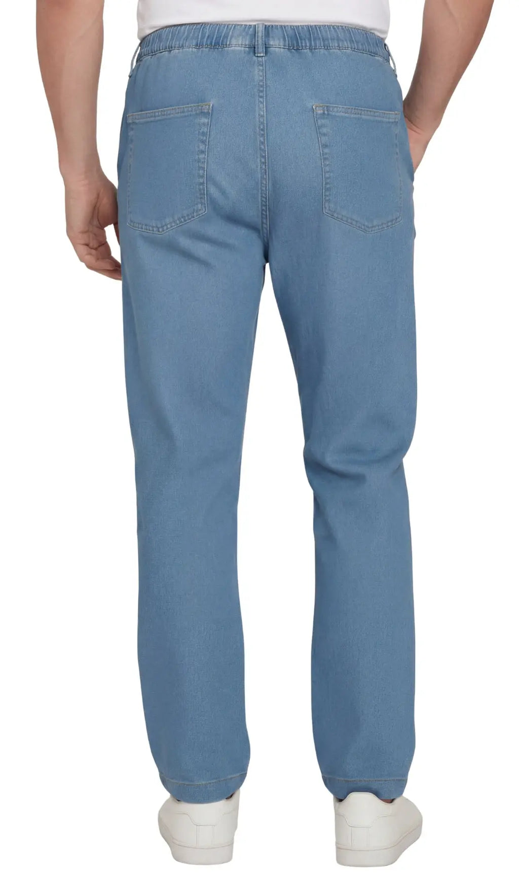 Men's Lightweight Pull-On Denim Pants – Easy Fit Elastic Waist TURTLE BAY APPAREL