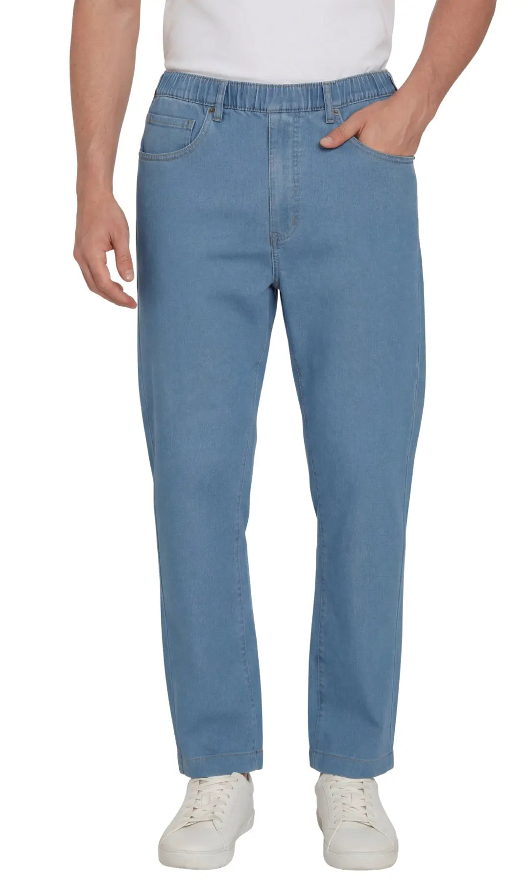 Men's Lightweight Pull-On Denim Pants – Easy Fit Elastic Waist TURTLE BAY APPAREL
