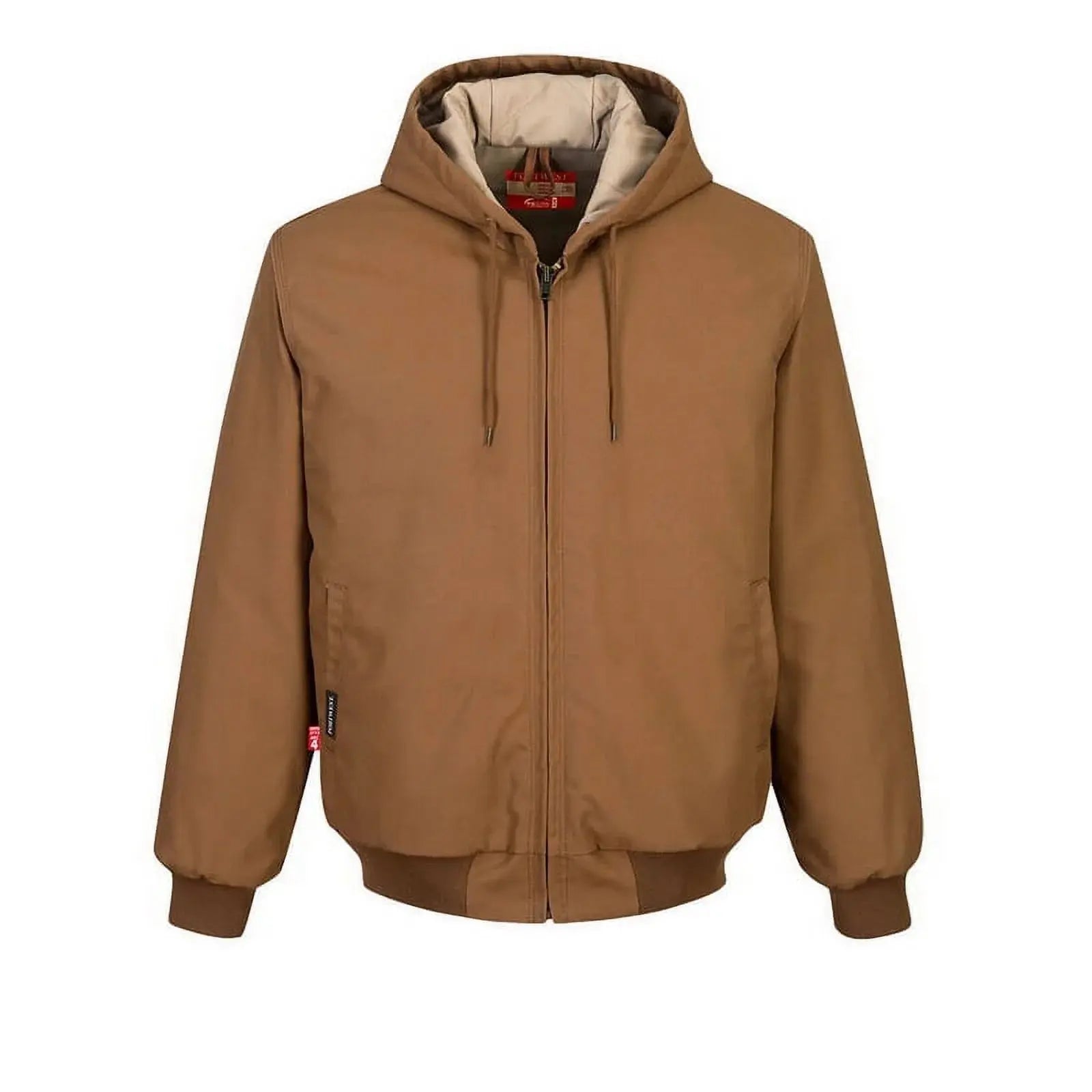 UFR48 Men'S Duck Quilt Lined Flame Resistant Winter Hooded Jacket Brown, Xx-Large