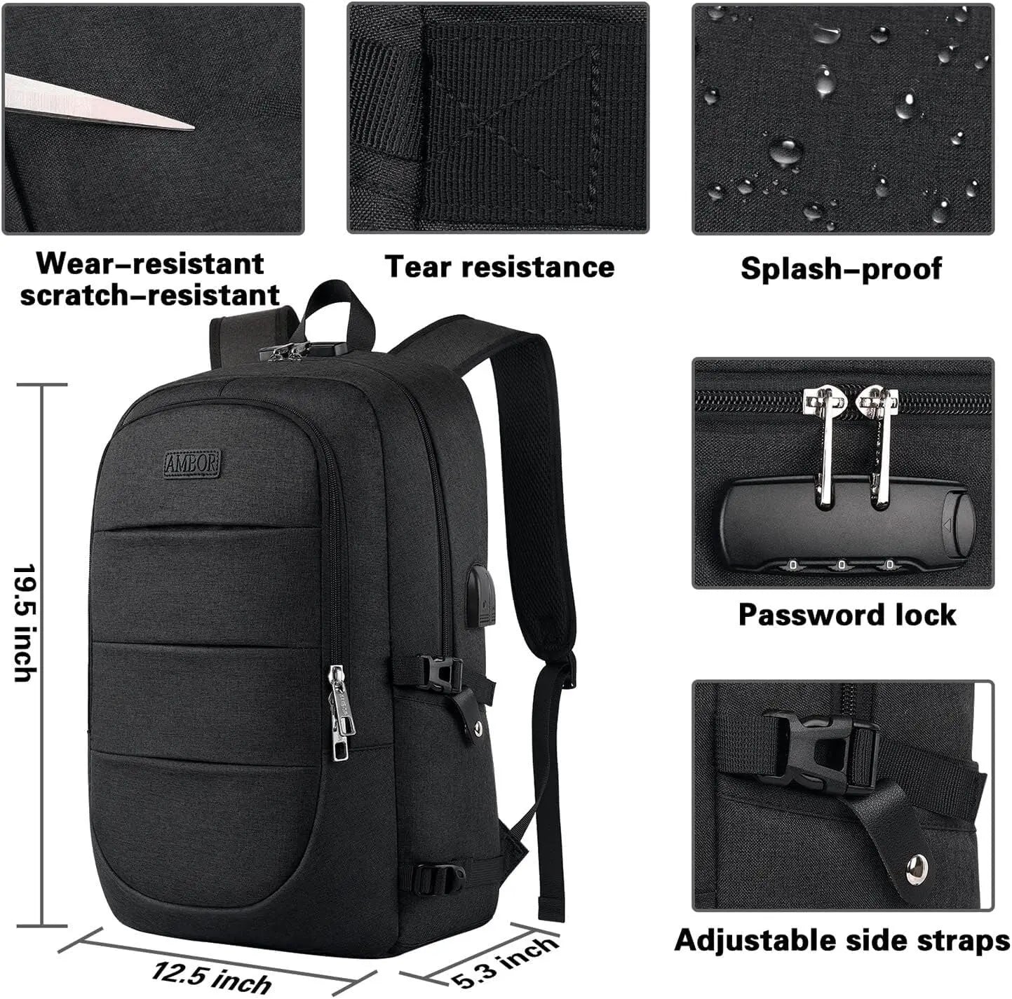 Travel Laptop Backpack for Men, 17.3 Inch anti Theft Business Laptop Backpack Wi