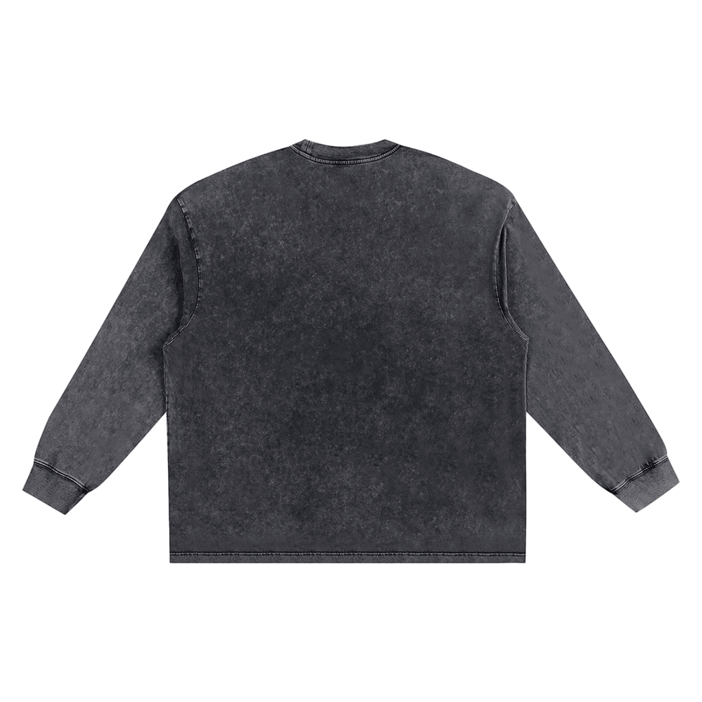 Cranberry's CBY CLE Stacked Graffiti Snow Wash Frayed Long Sleeve Tee
