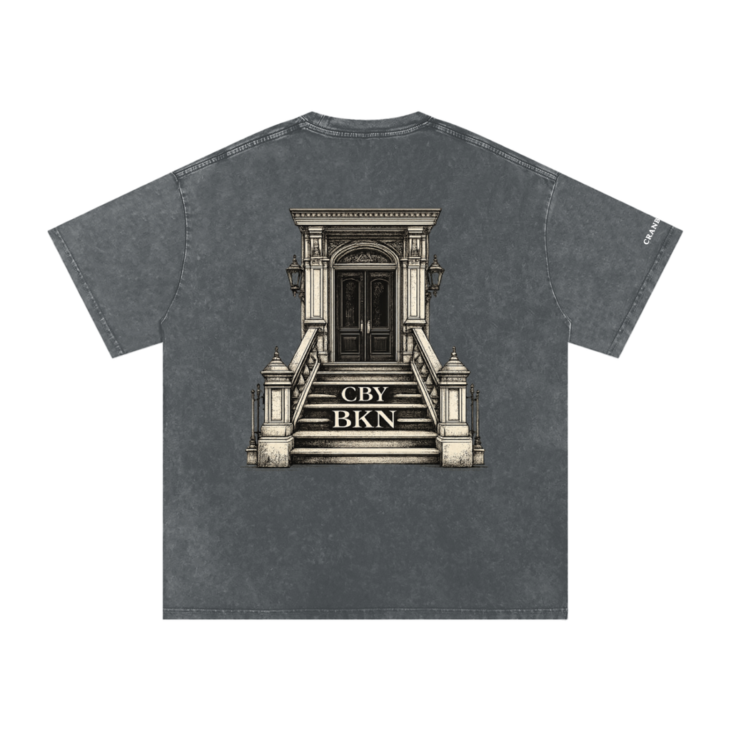Cranberry's CBY BKN Brooklyn Stoop Snow Wash Oversized Tee — Black