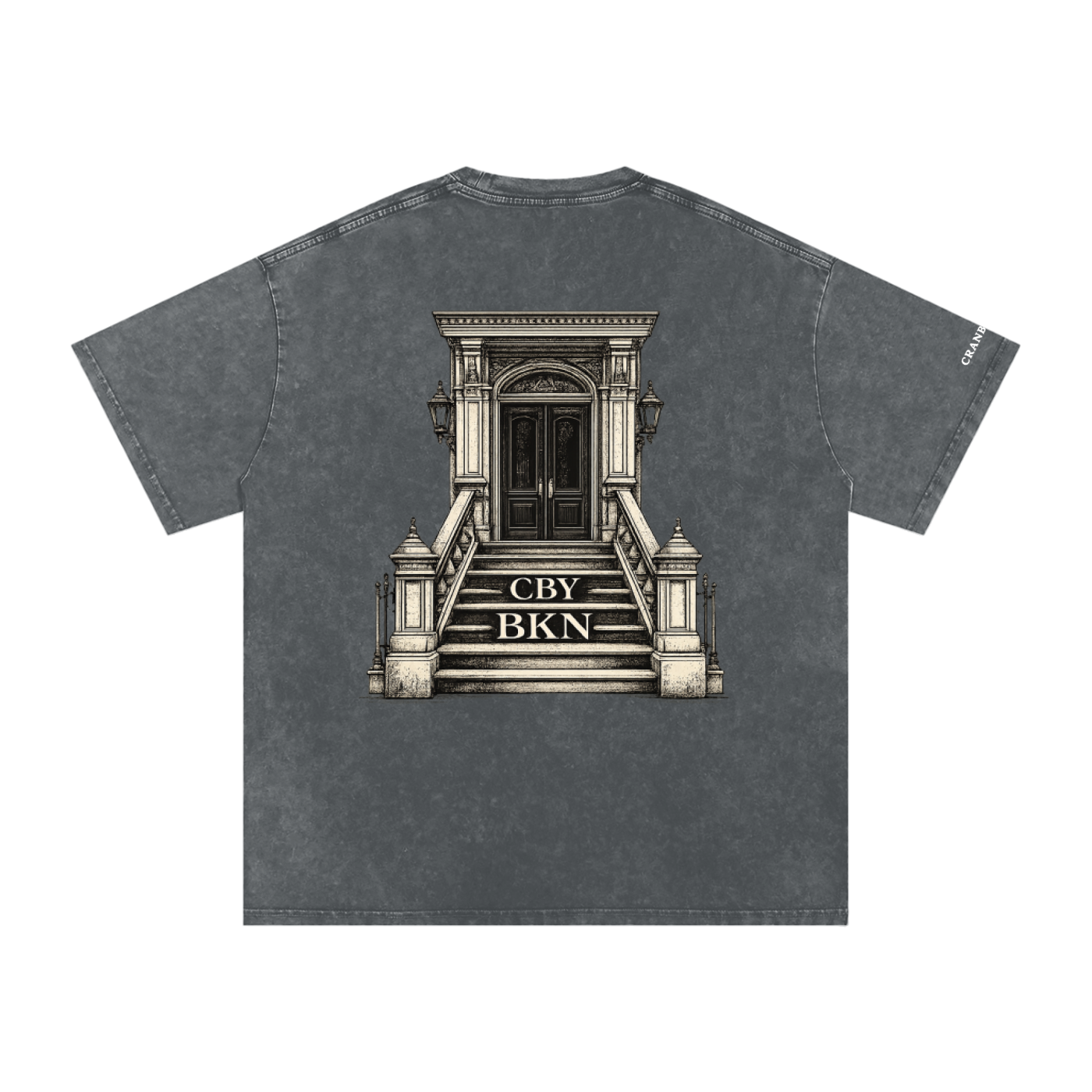 Cranberry's CBY BKN Brooklyn Stoop Snow Wash Oversized Tee — Black
