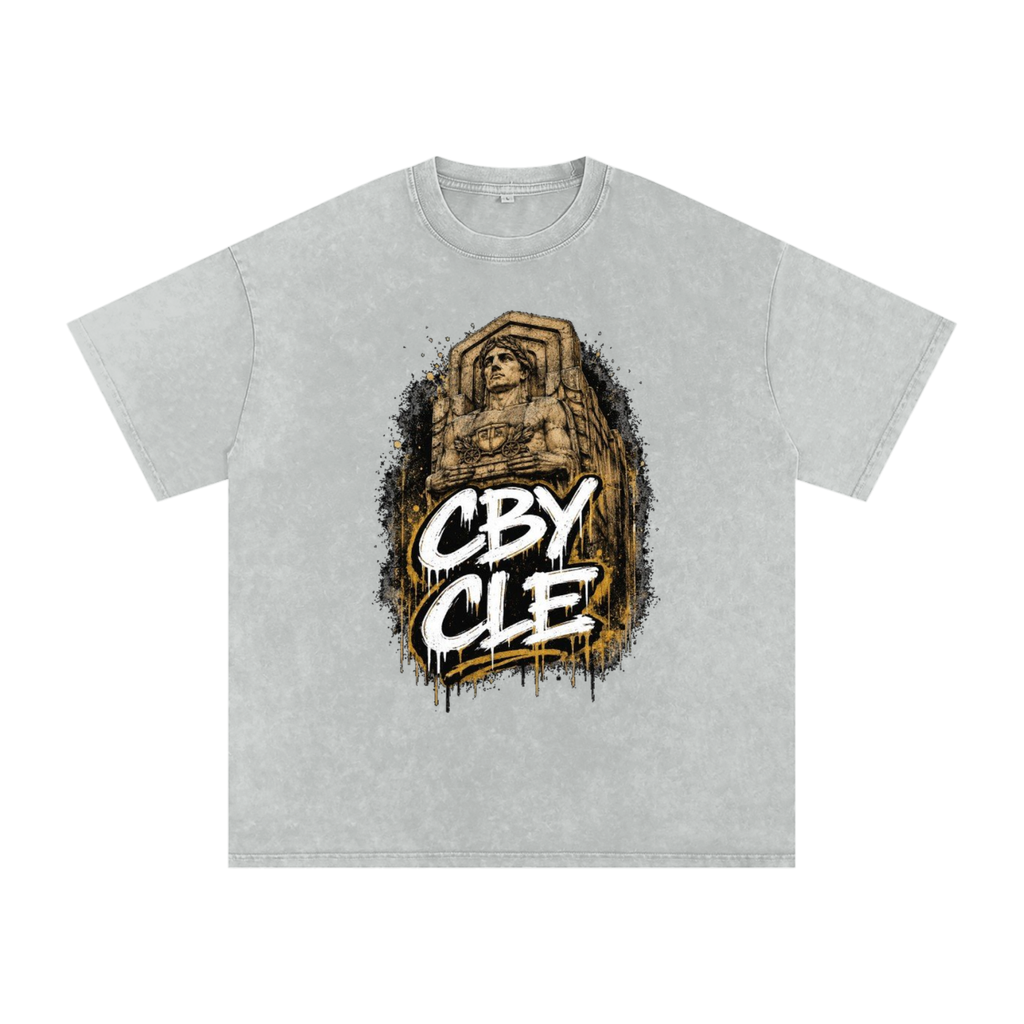 Cranberry's CBY CLE Cleveland Guardian Snow Wash Oversized Tee — Light Grey Cranberry's