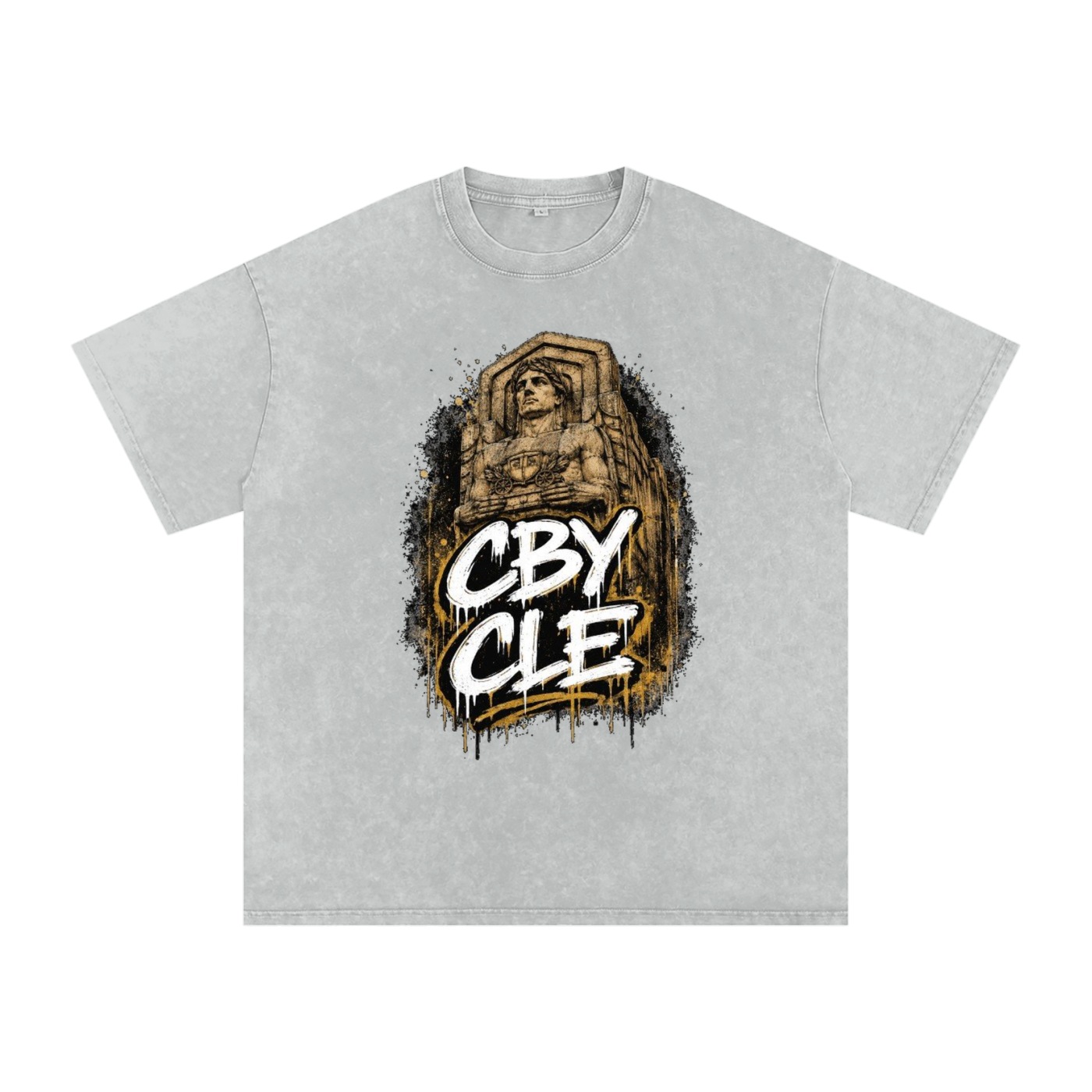 Cranberry's CBY CLE Cleveland Guardian Snow Wash Oversized Tee — Light Grey Cranberry's
