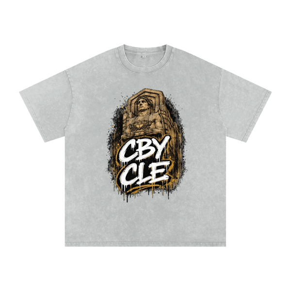 Cranberry's CBY CLE Cleveland Guardian Snow Wash Oversized Tee — Light Grey Cranberry's