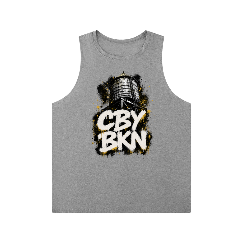 CBY BKN Water Tower crewneck tank, fabric texture