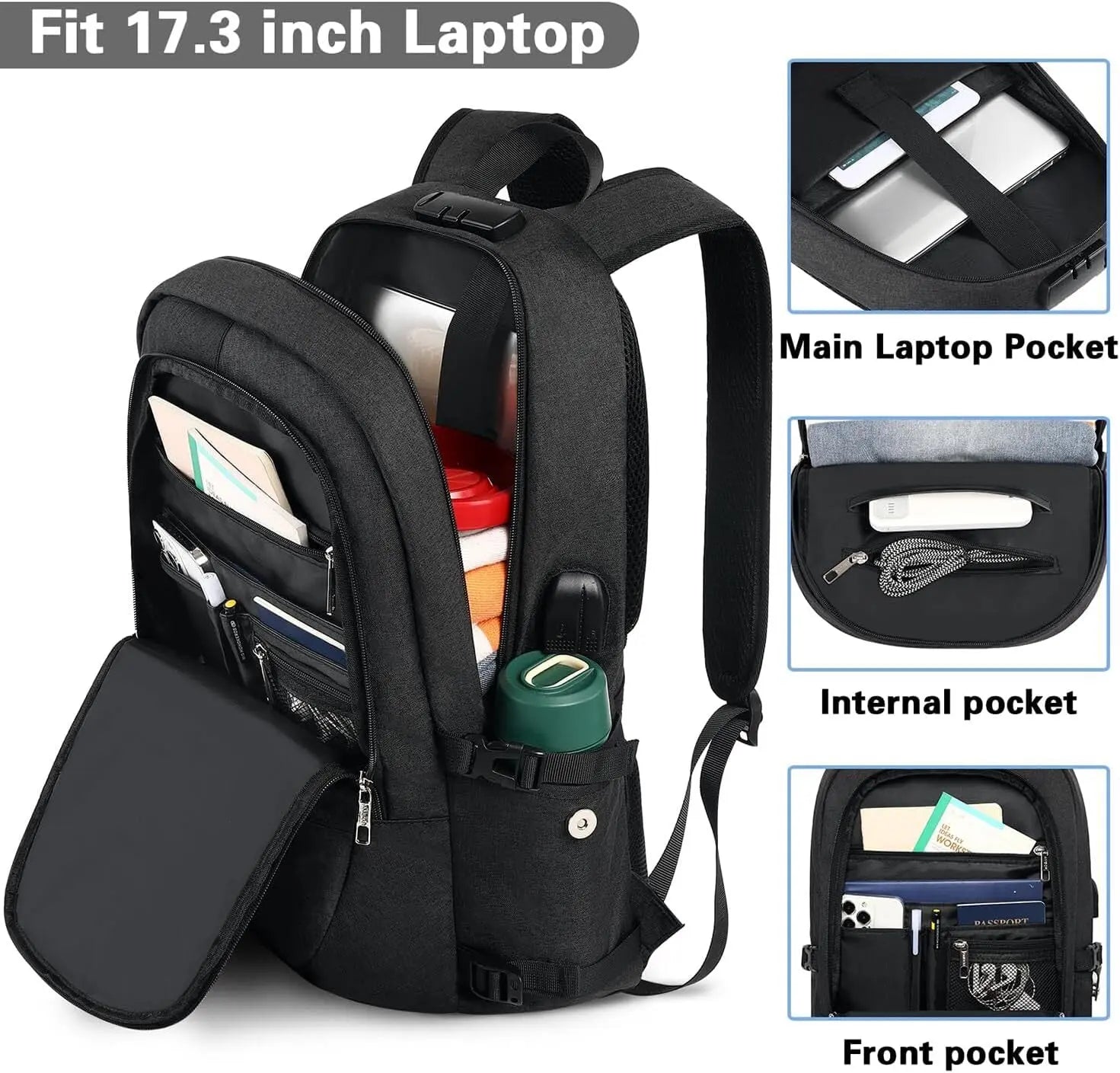 Travel Laptop Backpack for Men, 17.3 Inch anti Theft Business Laptop Backpack Wi