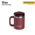 12 Oz Ceramic Lined Insulated Essential Mug, Wide Mouth, Leak-Resistant Lid, Black Cherry