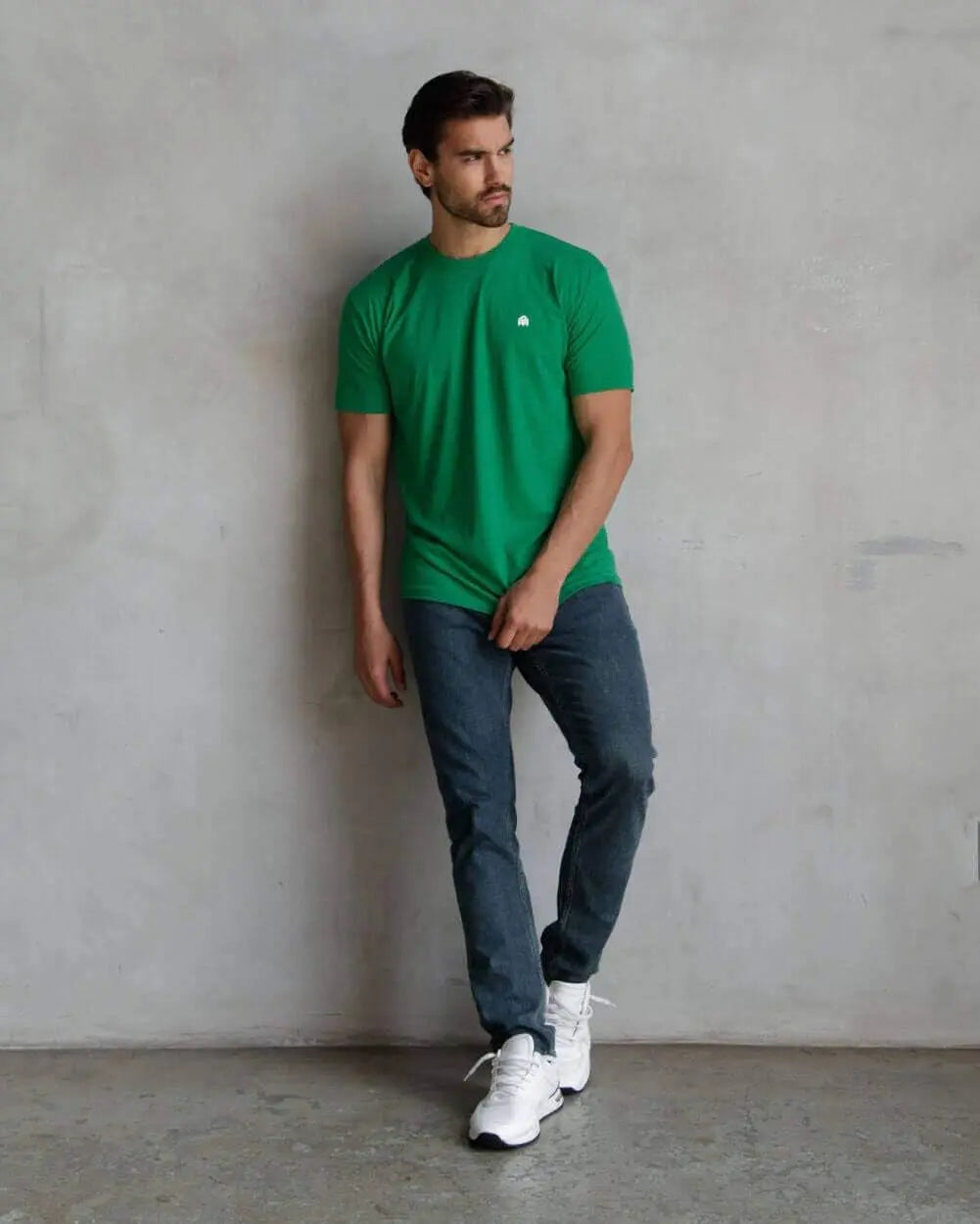 Men'S Fitted Crew Neck Logo Basic Tees - Modern Fit Fresh Classic Short Sleeve T-Shirts for Men (Green, Medium)