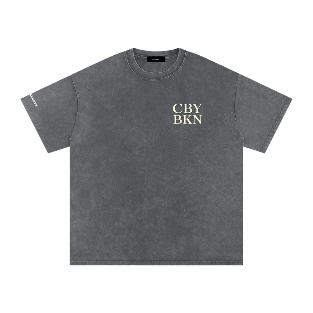 Cranberry's CBY BKN Brooklyn Stoop Snow Wash Oversized Tee — Black