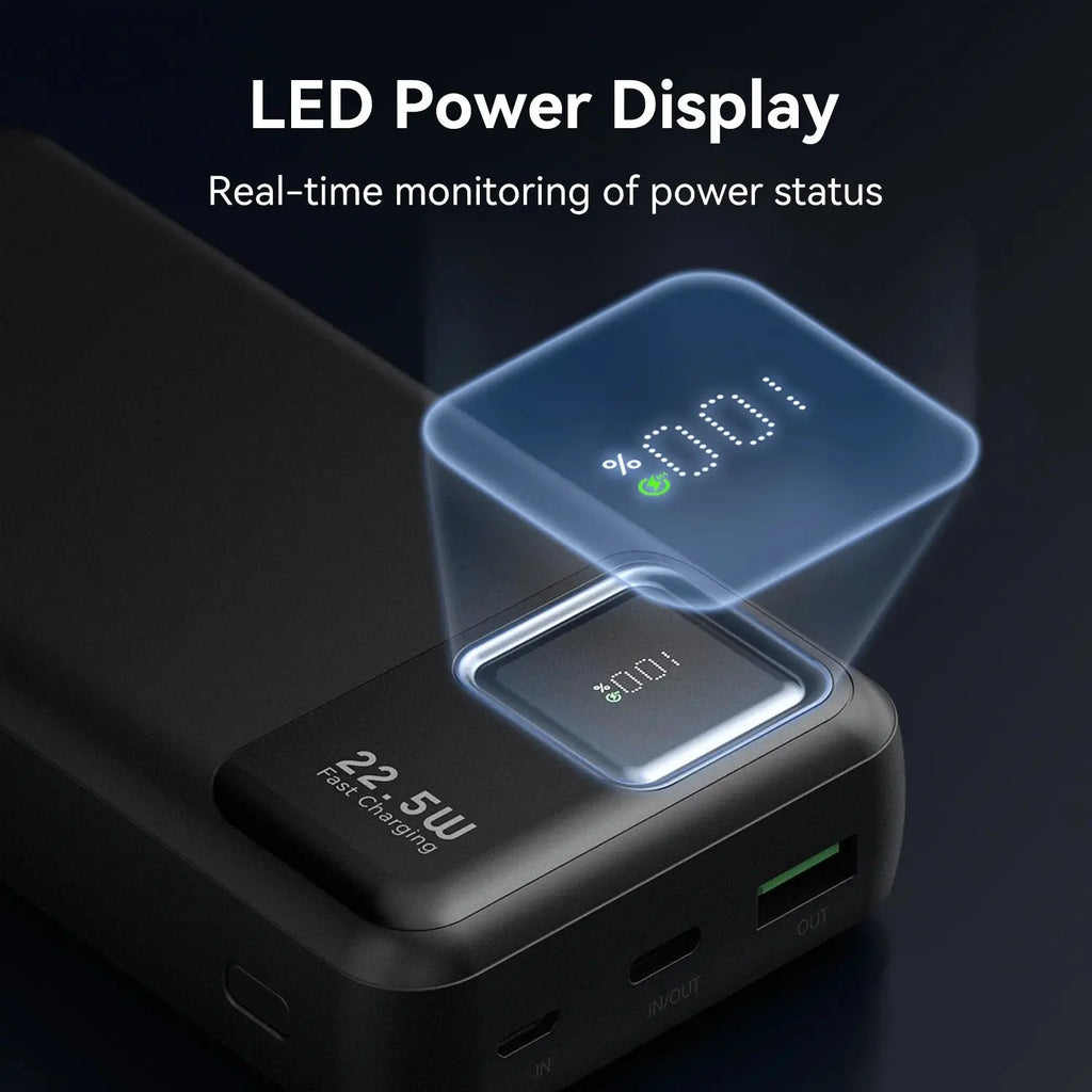 20000Mah Power Bank, 22.5W PD/QC Fast Charger with LED Display Compatible for Iphone 17/16/15/14, Ipad, Samsung S24/S23 & Android More