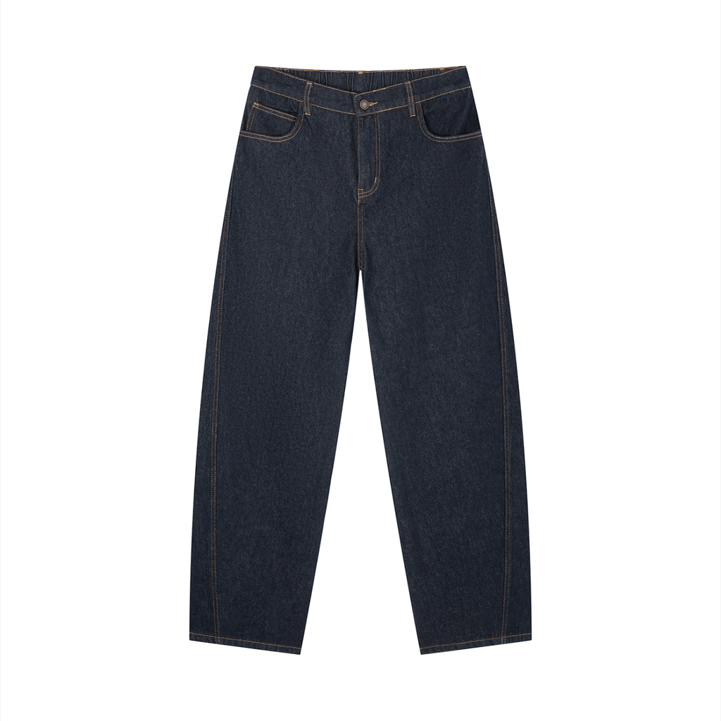 CBY BKN Stencil Vintage Wash Barrel Leg Jeans