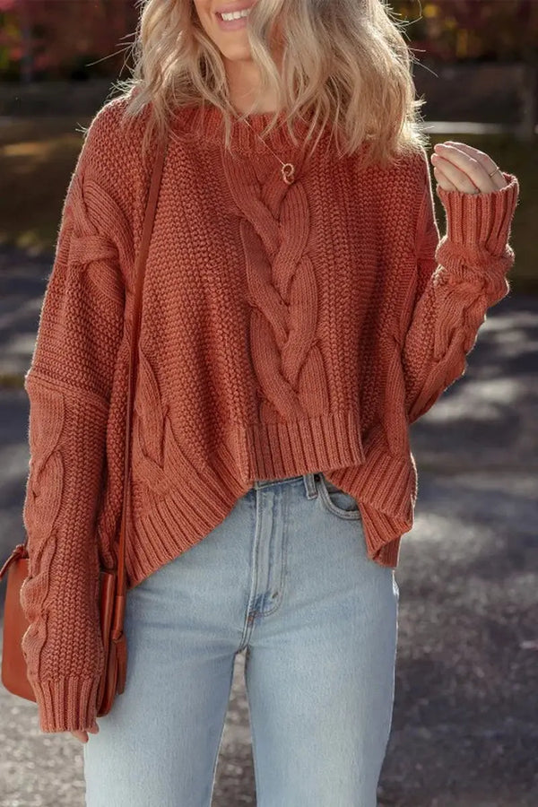 Textured Chunky Knit Long Sleeve Sweater