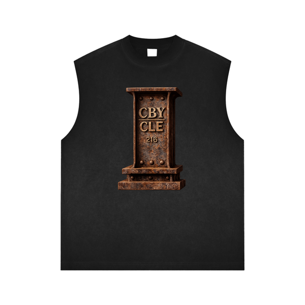 CBY CLE Steel Mark Forge reverse-washed tank top, cast-iron 216 graphic, Cranberry's house label