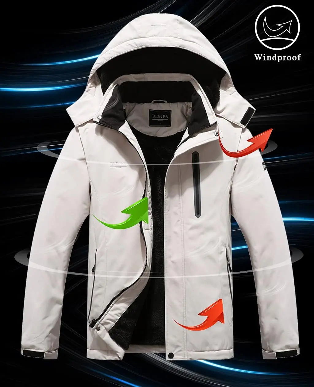 Men'S Mountain Waterproof Ski Jacket Hooded Windbreakers Windproof Raincoat Winter Warm Snow Coat