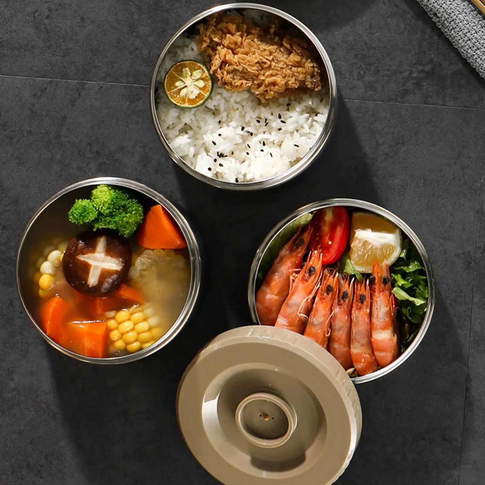 Stainless Stee 3 Layer Vacuum Insulated Barrel for School Canteen Outdoor Large Capacity Lunch Pot Leakproof Slow Heat Release