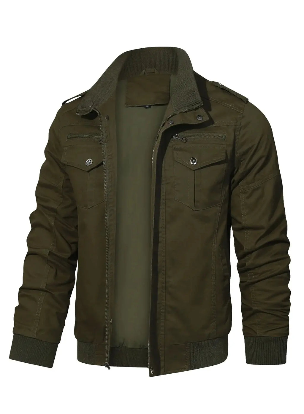 Men'S Casual Jackets Windbreaker Outwear Cargo Bomber Jackets Full Zipper Mid Length Fall Spring Coats Darkgreen S