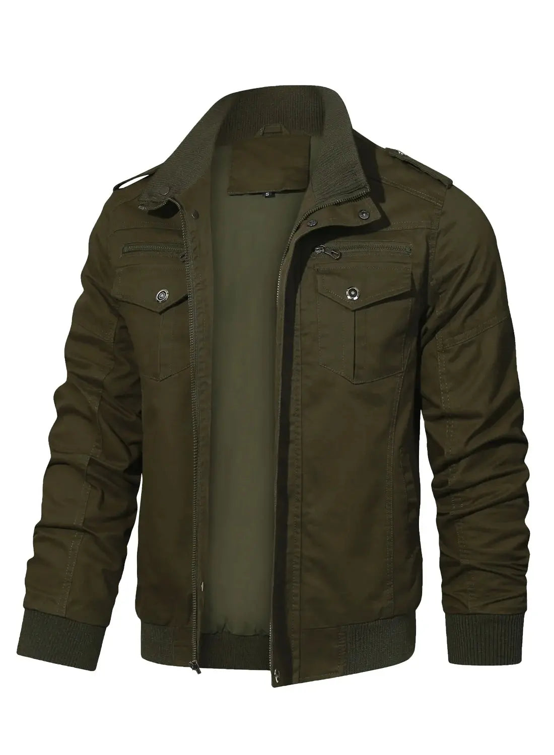 Men'S Casual Jackets Windbreaker Outwear Cargo Bomber Jackets Full Zipper Mid Length Fall Spring Coats Darkgreen S