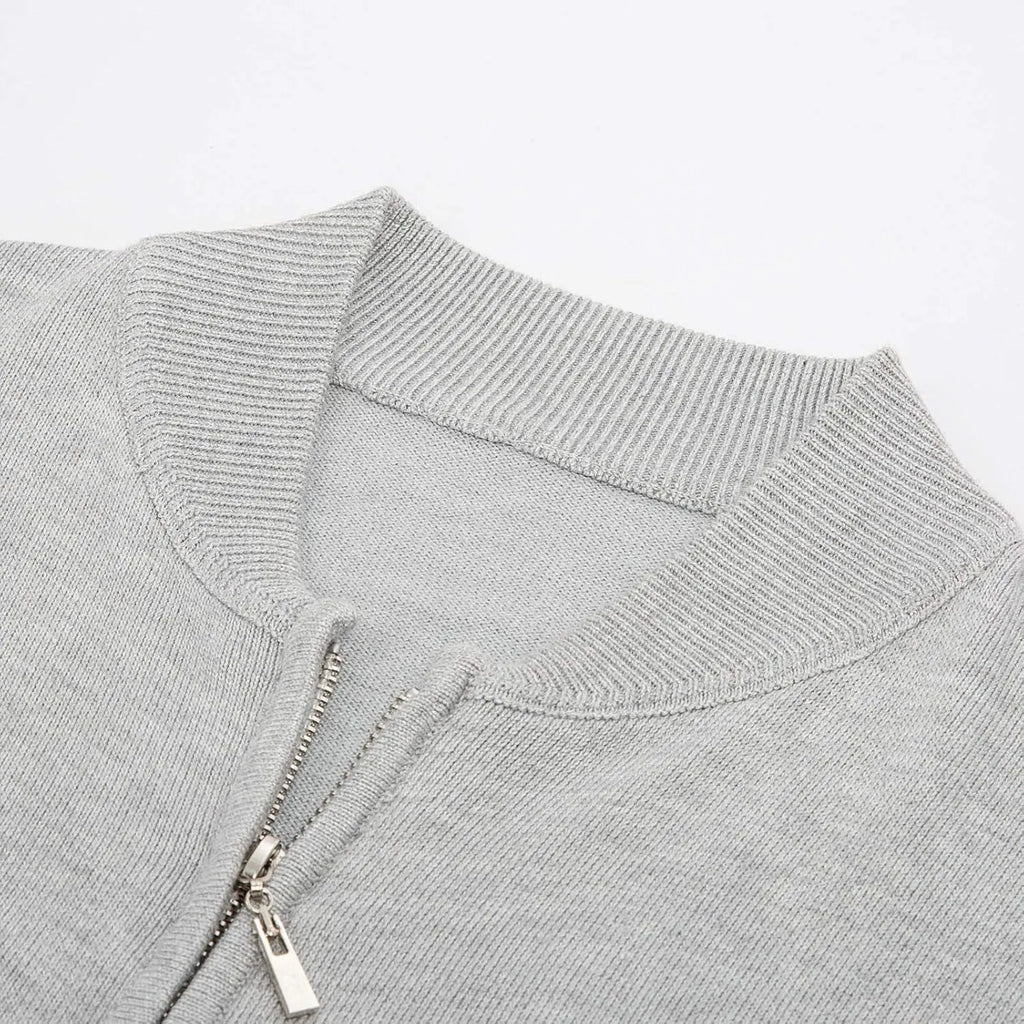 Men'S Casual Full Zip Cardigan Sweater Slim Fit Stand Collar Sweater Jacket
