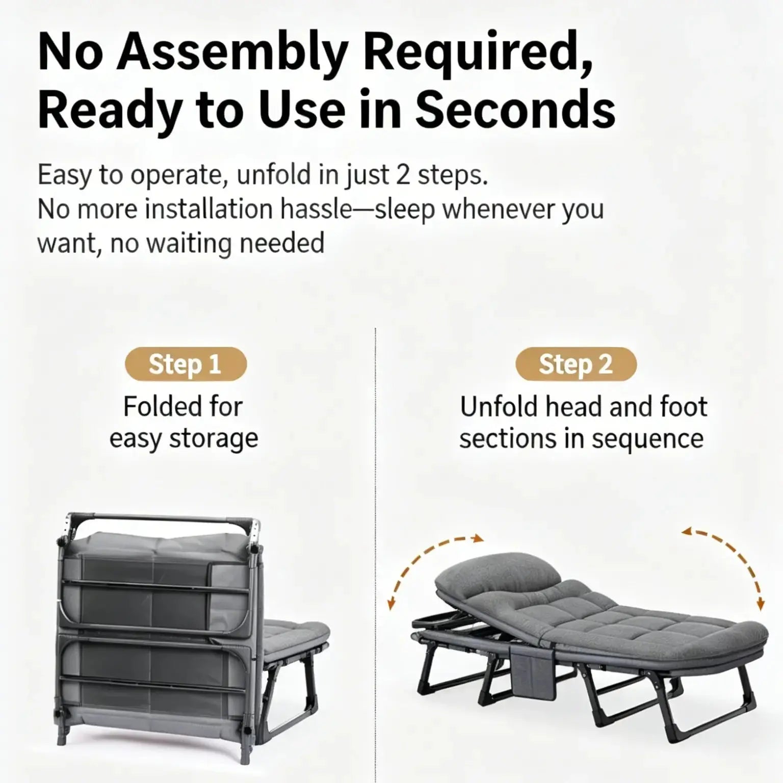 Camping Cot for Adults, 6 Angle Adjustable Folding Camping Bed with Mattress, Foldable Camping Bed for Camp, Office, Outdoor, Lightweight Camping Cot with Carry Bag Supports 450 Lbs