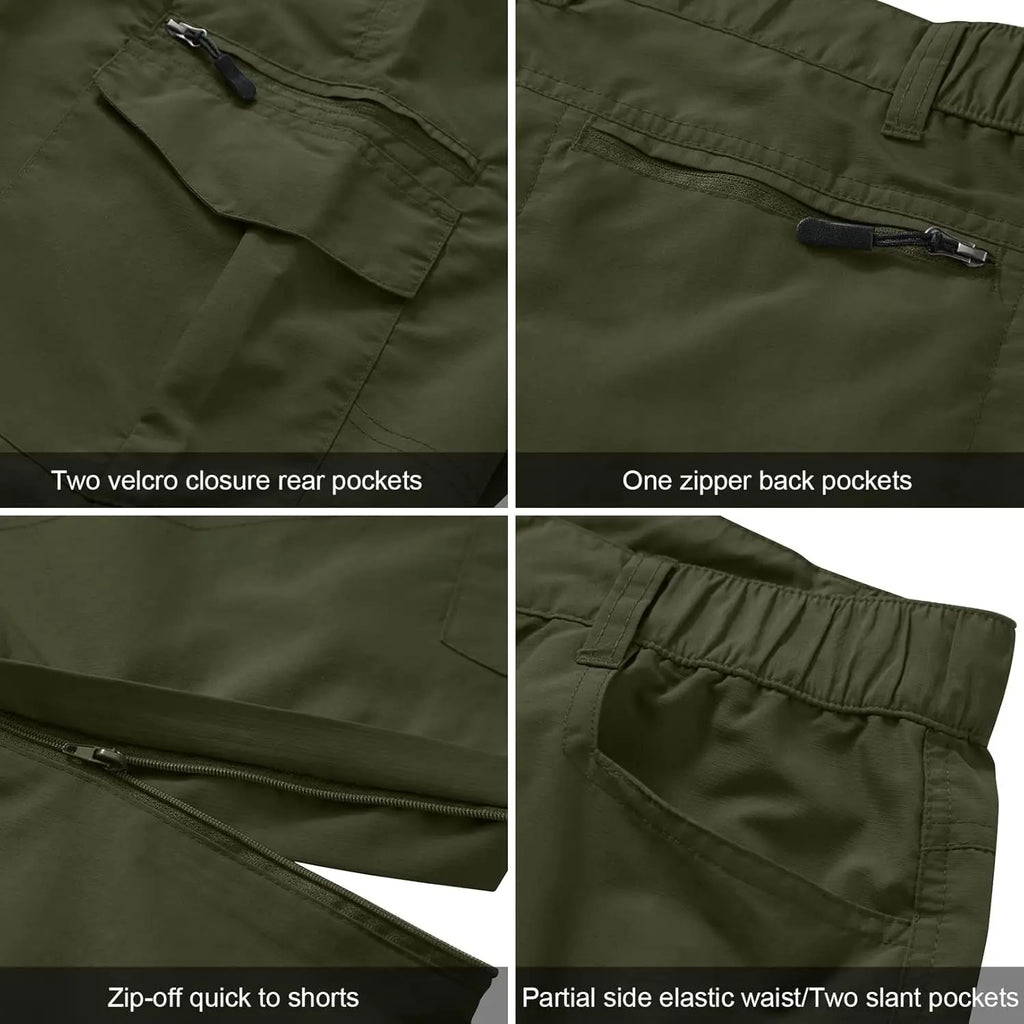 Mens Hiking Pants Quick Dry Lightweight Fishing Convertible Zip off Safari Trousers