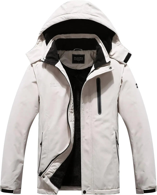 Men'S Mountain Waterproof Ski Jacket Hooded Windbreakers Windproof Raincoat Winter Warm Snow Coat