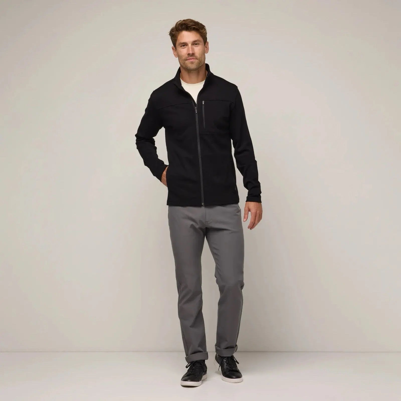 Wool& Prince Ponte Full Zip Jacket $208 MSRP Men’S Size L Black