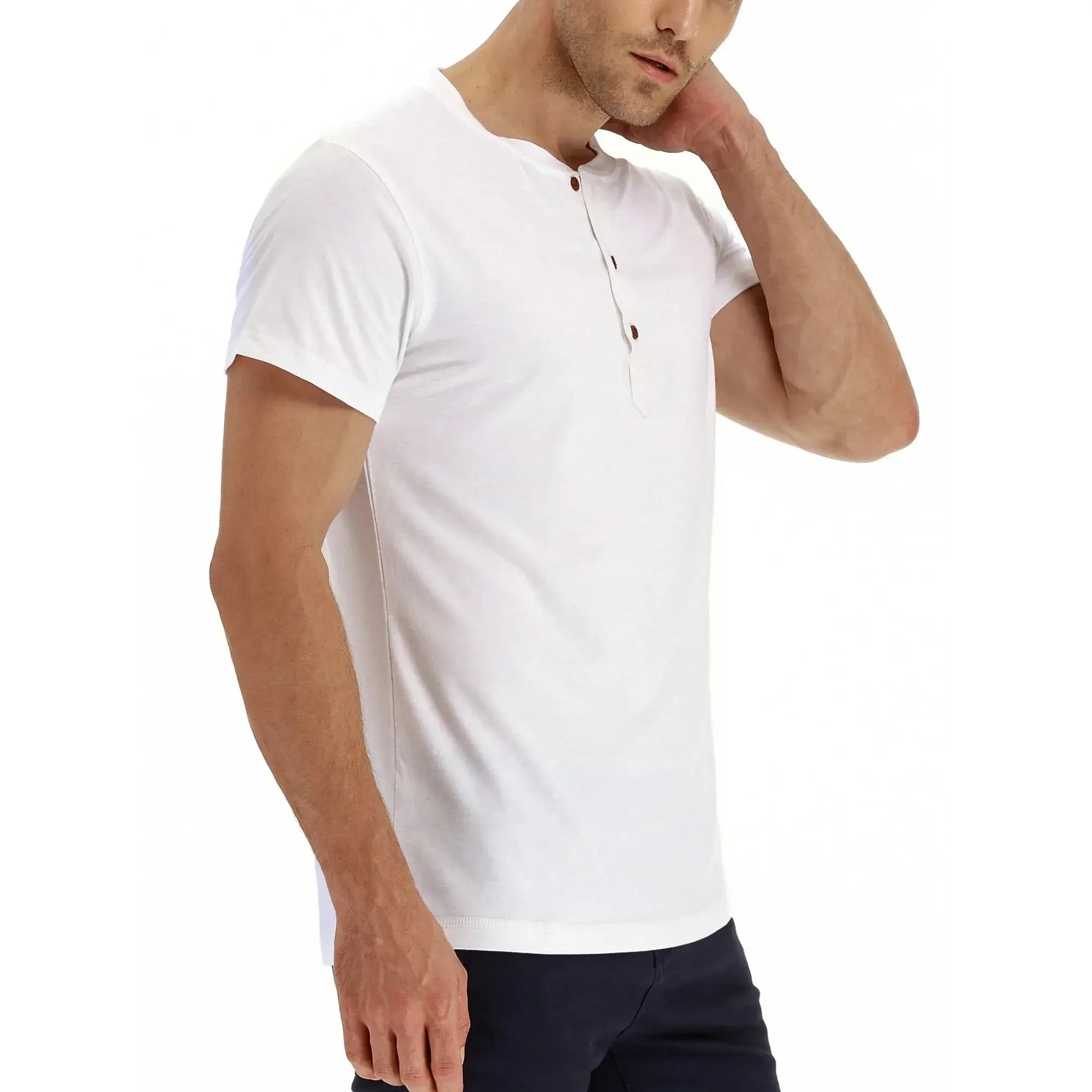 Classic Henley Style Three Button Henley Closure, Mens Henley Short Sleeve T-Shirt Cotton Casual Shirt Mens Shirtssummer Daily T-Shirts