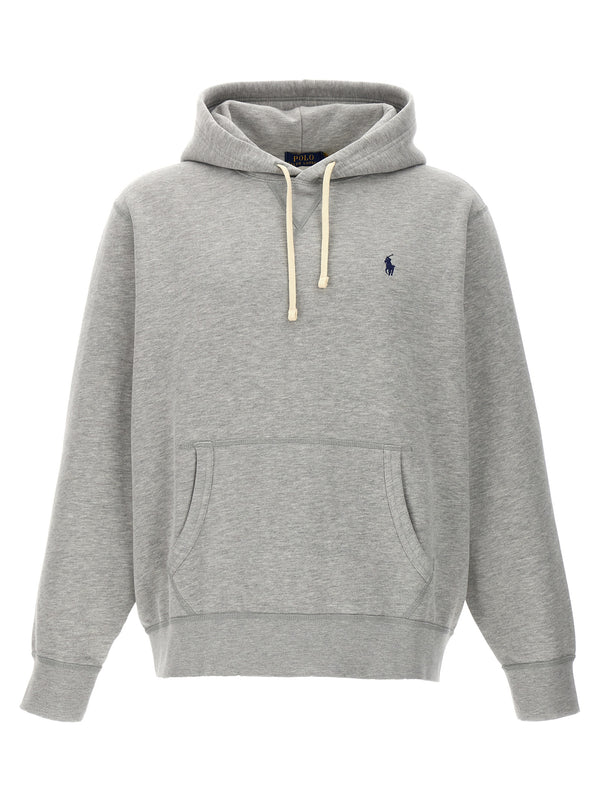 Polo Ralph Lauren Logo Hoodie - Grey Cotton Regular Fit Polo Ralph Lauren