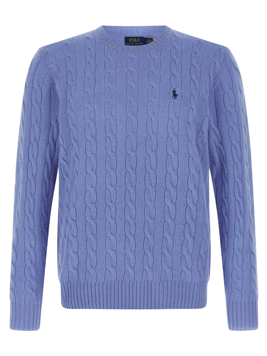 Polo Ralph Lauren Braided Wool & Cashmere Sweater — Light Blue Polo Ralph Lauren