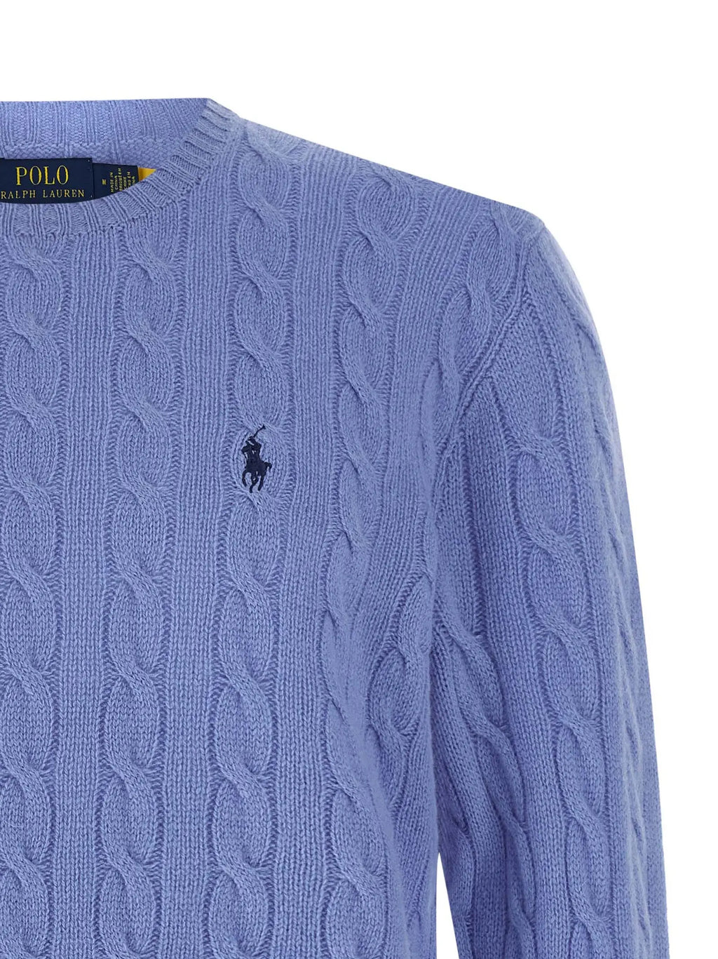 Polo Ralph Lauren Braided Wool & Cashmere Sweater — Light Blue Polo Ralph Lauren