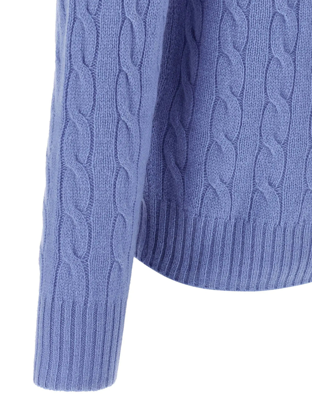 Polo Ralph Lauren Braided Wool & Cashmere Sweater — Light Blue Polo Ralph Lauren
