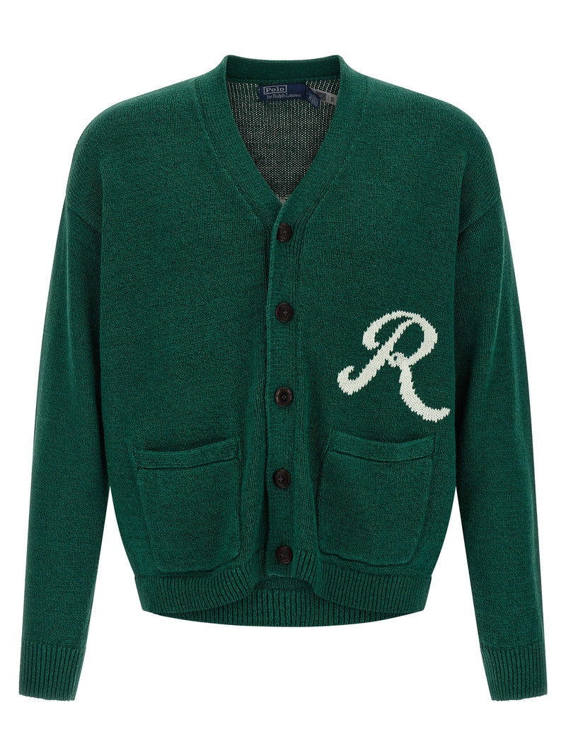Polo Ralph Lauren Intarsia Logo Linen & Cotton Cardigan Polo Ralph Lauren