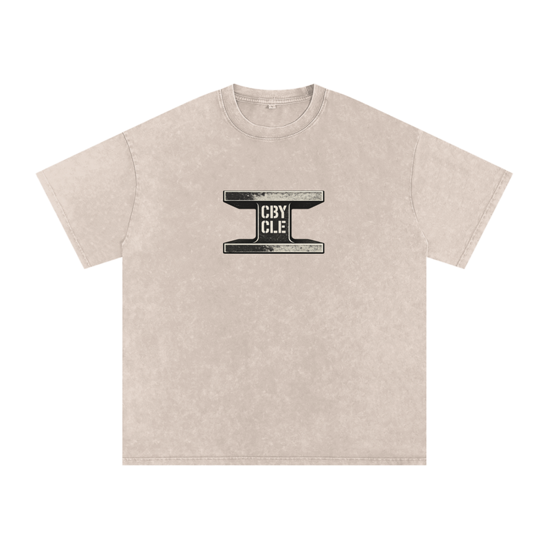 CBY CLE Steel Mark Oversized Tee — Snow Wash Light Cranberry's