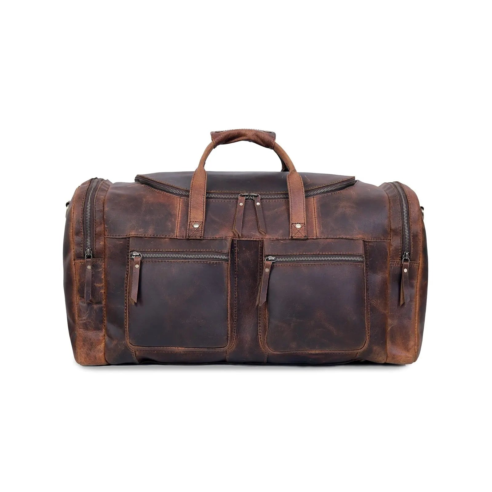 28" Vintage Duffel Classic Style with Modern Outlook Retro Thick Full Grain C...