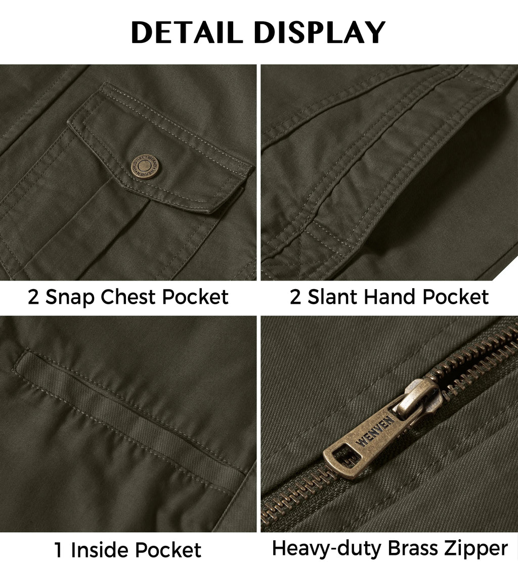 Men'S Spring Work Jacket Canvas Utility Jacket Green M