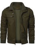 Men'S Casual Jackets Windbreaker Outwear Cargo Bomber Jackets Full Zipper Mid Length Fall Spring Coats Darkgreen S