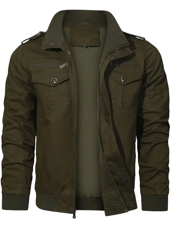 Men'S Casual Jackets Windbreaker Outwear Cargo Bomber Jackets Full Zipper Mid Length Fall Spring Coats Darkgreen S