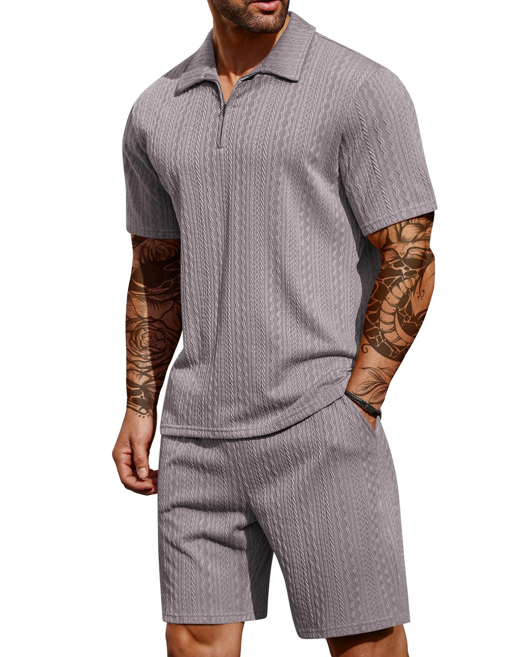 COOFANDY Men's 2 Pieces Outfits Casual Quarter Zip Polo Shirt and Shorts Set Athletic Jogging Summer Tracksuit COMFORT BOUTIQUE